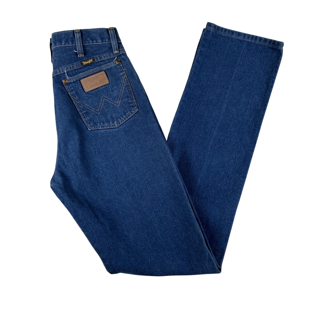 Vintage Wrangler 13MWZ Jeans Mens 30x38 Straight Cowboy Cut Ridged Blue USA 80s